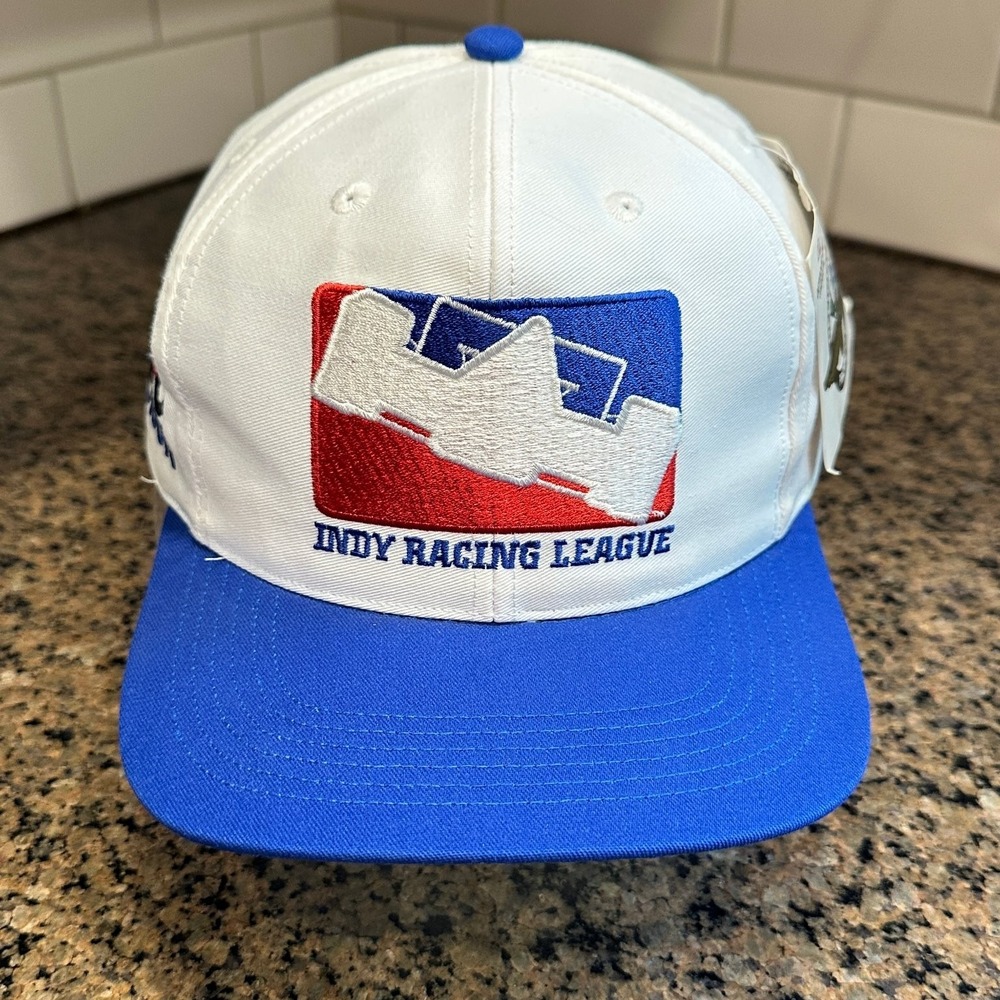 Vtg Indy Racing 1998 League Hat Outdoor Cap Snapback White Blue Dead Stock USA
